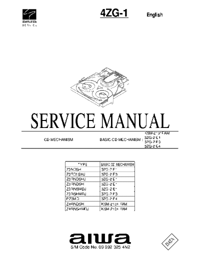 AIWA cd mechanism aiwa 4zg-1  AIWA Audio cd mechanism aiwa 4zg-1.pdf