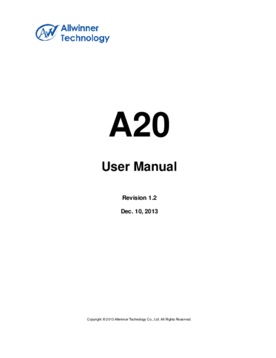 ALLWINNER A20 User Manual V1.20  ALLWINNER A20 User Manual V1.20.pdf
