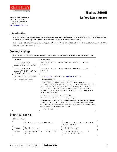 Keithley PA-1084 Series 2600B UL Safety Supplement  Keithley 2600 PA-1084 Series 2600B UL Safety Supplement.pdf