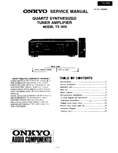 ONKYO hfe   tx-905 service  ONKYO Audio TX-905 hfe_onkyo_tx-905_service.pdf