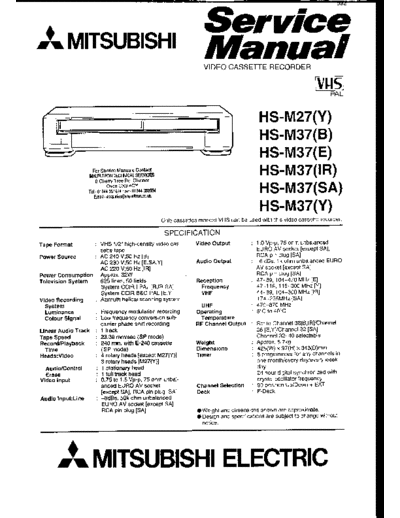 MITSUBISHI hs-m27 hs-m37  MITSUBISHI Video HS-M27-M37 hs-m27_hs-m37.pdf