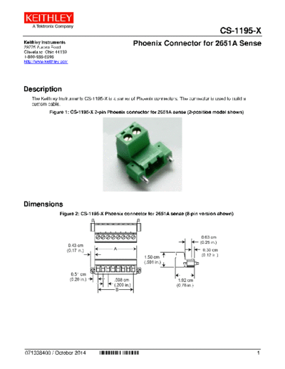 Keithley 071338400 (Oct 2014) (CS-1195-X Phoenix Connector)  Keithley 2651 071338400 (Oct 2014) (CS-1195-X Phoenix Connector).pdf