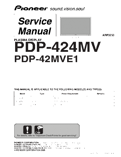 Pioneer Pioneer PDP-424MV PDP-42MVE1 [SM]  Pioneer Monitor Pioneer_PDP-424MV_PDP-42MVE1_[SM].pdf