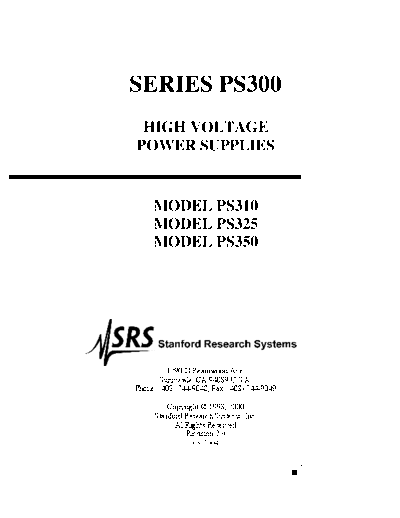 Stanford Research Systems STANFORD RESEARCH SYSTEMS PS300 Series Operation  Stanford Research Systems STANFORD RESEARCH SYSTEMS PS300 Series Operation.pdf