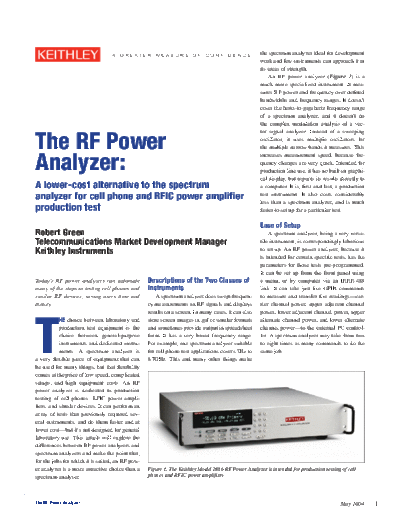 Keithley 2523 RF Power Analyzers  Keithley Appnotes 2523 RF Power Analyzers.pdf