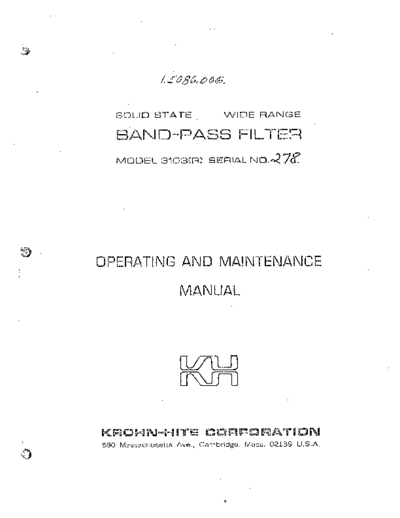 Krohn-Hite KROHNHITE 3103R Operating Maintenance  Krohn-Hite KROHNHITE 3103R Operating_Maintenance.pdf