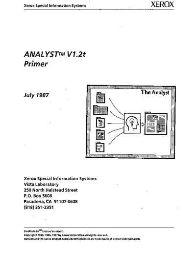 xerox ANALYST V1.2t Primer Jul87  xerox xsis ANALYST_V1.2t_Primer_Jul87.pdf