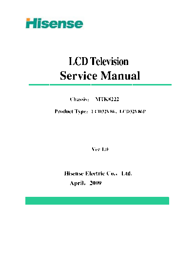 HISENSE LC32V86  HISENSE LCD LCD32V86(P) LC32V86.pdf