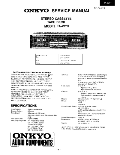 ONKYO hfe onkyo ta-w111 service  ONKYO Audio TA-W111 hfe_onkyo_ta-w111_service.pdf