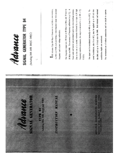 Advance Instruments advance signal generator type b4 series instruction manual and schematic  Advance Instruments advance_signal_generator_type_b4_series_instruction_manual_and_schematic.pdf