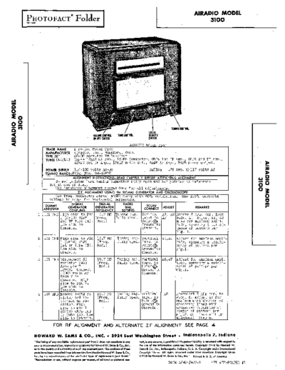 AIRADIO Airadio-3100-Photofact  . Rare and Ancient Equipment AIRADIO 3100 Airadio-3100-Photofact.pdf