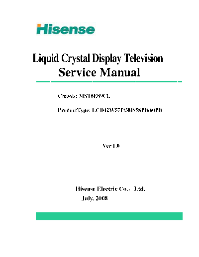 HISENSE BBK+LT4221HDU  HISENSE LCD LCD42W57P BBK+LT4221HDU.pdf