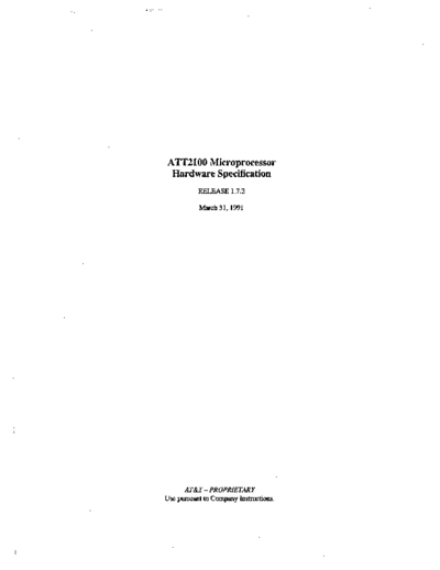 AT&T ATT2100 Microprocessor Hardware Specification Mar91  AT&T hobbit ATT2100_Microprocessor_Hardware_Specification_Mar91.pdf