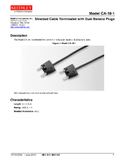 Keithley 071313700(June 2013)(Model CA-18-1)  Keithley Cable 071313700(June 2013)(Model CA-18-1).pdf