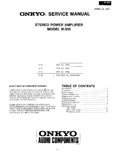 ONKYO hfe onkyo m-502 service  ONKYO Audio M-502 hfe_onkyo_m-502_service.pdf