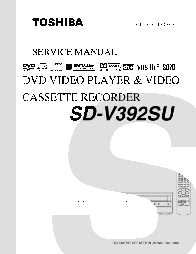 TOSHIBA sdv392 466  TOSHIBA DVD SD-V392 sdv392_466.pdf