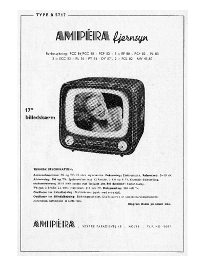 AMPERA Ampera fjernsyn B 5717  . Rare and Ancient Equipment AMPERA TV B5717 Ampera fjernsyn B 5717.pdf