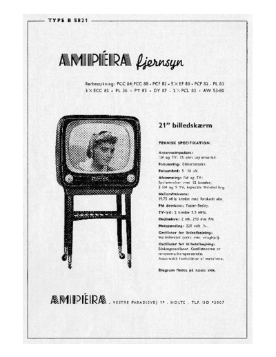 AMPERA fjernsyn B 5821  . Rare and Ancient Equipment AMPERA TV B5821 Ampera fjernsyn B 5821.pdf
