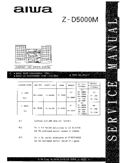 AIWA Z-D5000M  AIWA Audio MX-Z5000M FX-WZ5000 FX-WZ7000 TX-Z7000 Z-D5000M.pdf