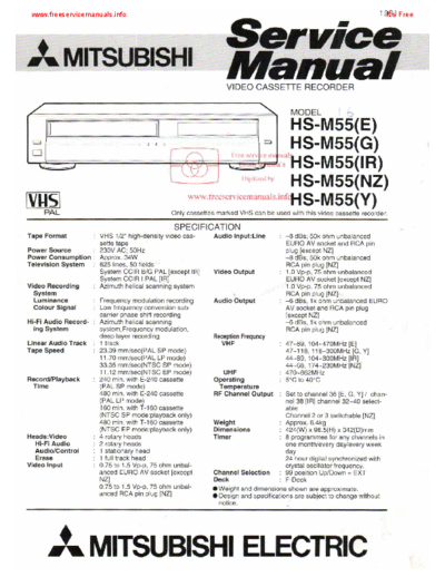 MITSUBISHI mitsubishi hs-m55  MITSUBISHI Video HS-M55 mitsubishi_hs-m55.pdf