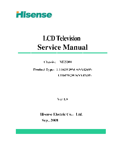 HISENSE Hisense+LTD42W29NUS,+LTD47W29NUS+MT5380  HISENSE LCD LTD42W29NUS Hisense+LTD42W29NUS,+LTD47W29NUS+MT5380.pdf