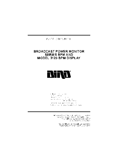 Bird BIRD 3129 BPM Broadcast Power Monitor and Display (2005)  Bird BIRD 3129 BPM Broadcast Power Monitor and Display (2005).pdf