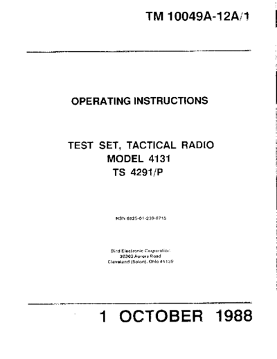 Bird BIRD 4131 Tactical Radio Test Set [TS 4291 P] (1988)  Bird BIRD 4131 Tactical Radio Test Set [TS 4291_P] (1988).pdf