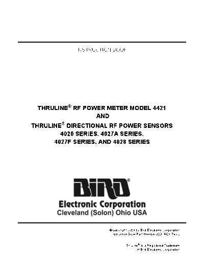 Bird BIRD 4421 RF Power Meter (and sensors) (2004) WW  Bird BIRD 4421 RF Power Meter (and sensors) (2004) WW.pdf