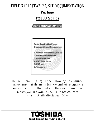 TOSHIBA PROTEGE P2000 SERIES  TOSHIBA Laptop PROTEGE P2000 SERIES.pdf