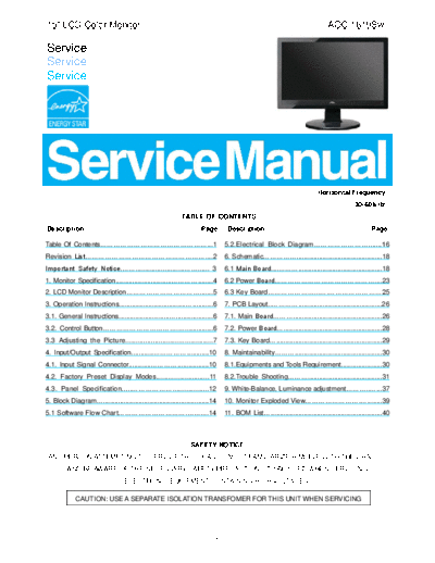 AOC AOC 1619Sw LCD Monitor sm  AOC Monitor 1619SW AOC 1619Sw LCD Monitor sm.pdf