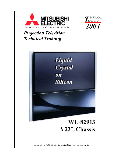 MITSUBISHI mitsubishi v23l chassis training manual wl-82913  MITSUBISHI Proj TV V23L_Training_Manual mitsubishi_v23l_chassis_training_manual_wl-82913.pdf