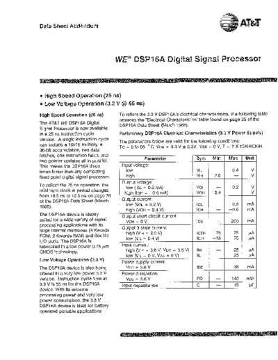 AT&T WE DSP16A data sheet addendum - May1989  AT&T dsp WE_DSP16A_data_sheet_addendum_-_May1989.pdf