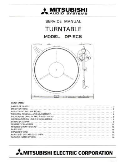 MITSUBISHI ve mitsubishi dp-ec8 service en  MITSUBISHI Audio DP-EC8 ve_mitsubishi_dp-ec8_service_en.pdf