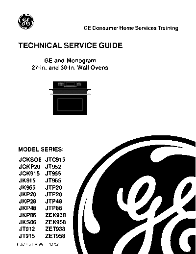 General Electric 31-9098 GE Monogram 27 and 30 inch Wall Ovens Service Manual  General Electric 31-9098 GE Monogram 27 and 30 inch Wall Ovens Service Manual.pdf