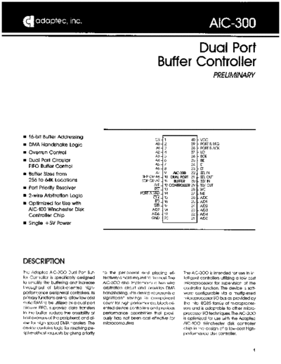 adaptec AIC-300 Dual Port Buffer Controller  adaptec asic AIC-300_Dual_Port_Buffer_Controller.pdf