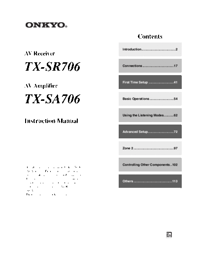 ONKYO tx-sr706 instruction manual  ONKYO Audio TX-SR706 tx-sr706_instruction manual.pdf