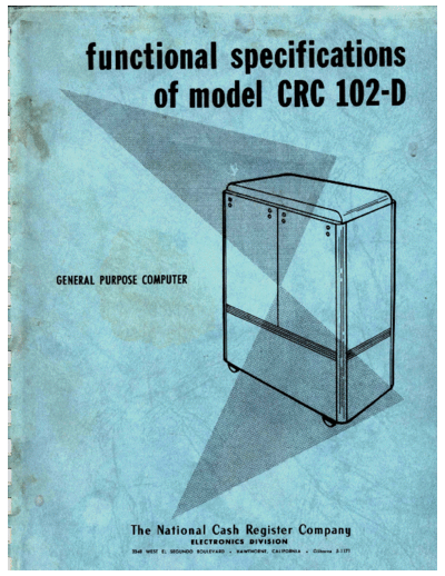 ncr CRC102D FuncSpec 1954  ncr ncr-102 CRC102D_FuncSpec_1954.pdf