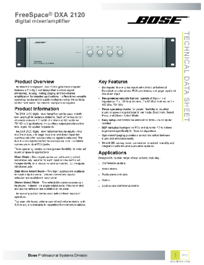 BOSE tds fs dxa 2120 digital mixer amplifier  BOSE Audio DXA2120 tds_fs_dxa_2120_digital_mixer_amplifier.pdf