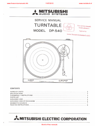 MITSUBISHI dp-540  MITSUBISHI Audio DP-540 dp-540.pdf