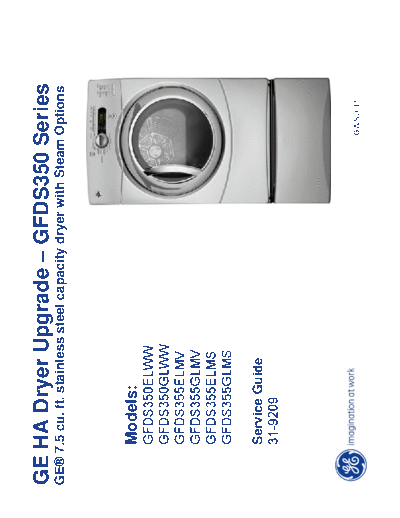General Electric 31-9209 GE GFDS350 Dryer Service Manual  General Electric 31-9209 GE GFDS350 Dryer Service Manual.pdf