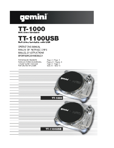 GEMINI ve gemini tt-1000 1100usb en de fr es  GEMINI Audio TT-1000 ve_gemini_tt-1000_1100usb_en_de_fr_es.pdf