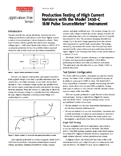 Keithley ProdTest HiCurrent 2430C AppNote  Keithley 2430 ProdTest_HiCurrent_2430C_AppNote.pdf