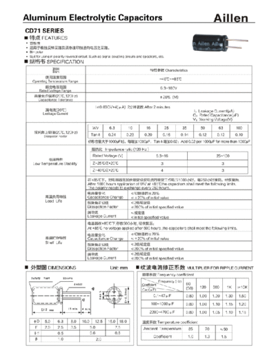 Aillen [non-polar radial] CD71 Series  . Electronic Components Datasheets Passive components capacitors Aillen Aillen [non-polar radial] CD71 Series.pdf