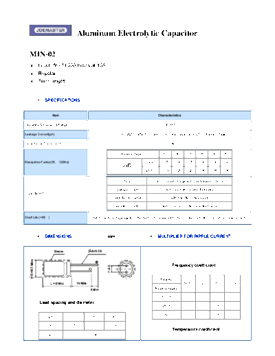 Joemaster [radial] MIN-02 Series  . Electronic Components Datasheets Passive components capacitors Joemaster Joemaster [radial] MIN-02 Series.pdf