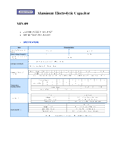 Joemaster [radial] MIN-09 Series  . Electronic Components Datasheets Passive components capacitors Joemaster Joemaster [radial] MIN-09 Series.pdf