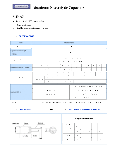 Joemaster [bi-polar radial] MIN-07 Series  . Electronic Components Datasheets Passive components capacitors Joemaster Joemaster [bi-polar radial] MIN-07 Series.pdf