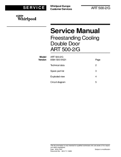 WHIRLPOOL ART5002G ET-SB-EX-SI 1290516803  WHIRLPOOL ART 500-2G ART5002G_ET-SB-EX-SI_1290516803.pdf