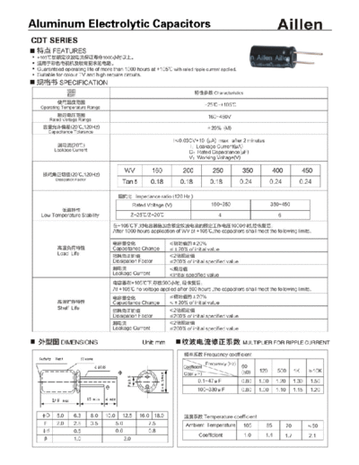 Aillen [radial thru-hole] CDT Series  . Electronic Components Datasheets Passive components capacitors Aillen Aillen [radial thru-hole] CDT Series.pdf