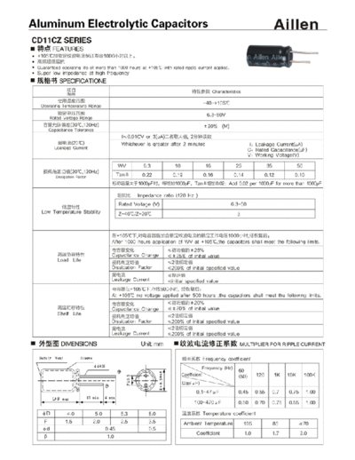 Aillen [radial thru-hole] CD11CZ Series  . Electronic Components Datasheets Passive components capacitors Aillen Aillen [radial thru-hole] CD11CZ Series.pdf