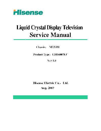 HISENSE hisense lhd4007eu chassis mt5331 ver.1.0  HISENSE LCD MT5331 chassis hisense_lhd4007eu_chassis_mt5331_ver.1.0.pdf